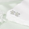 Hawaiian Plumeria Stud Earrings 925 Sterling Silver Cz Flower Earrings