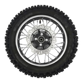 KONKENIE 12" Rear Wheel Tire 80/100-12 Wheel Tire Rim with Sprocket & Brake Disc Rotor for Pit Dirt Monkey Bike 50cc 70cc 90cc 110cc 125cc 140cc CRF70 90 TTR100 Black (12" Rear)