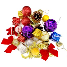 HAIKING Christmas Tree Ornaments Decoration, 30 PCS Christmas Ornaments Pendant with Bells, Balls, Boxes (Multiple Styles)
