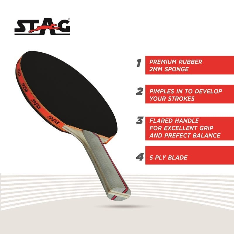 Stag Ninja Power Table Tennis Racquet(Multi- Color, 180 Grams, Advanced)