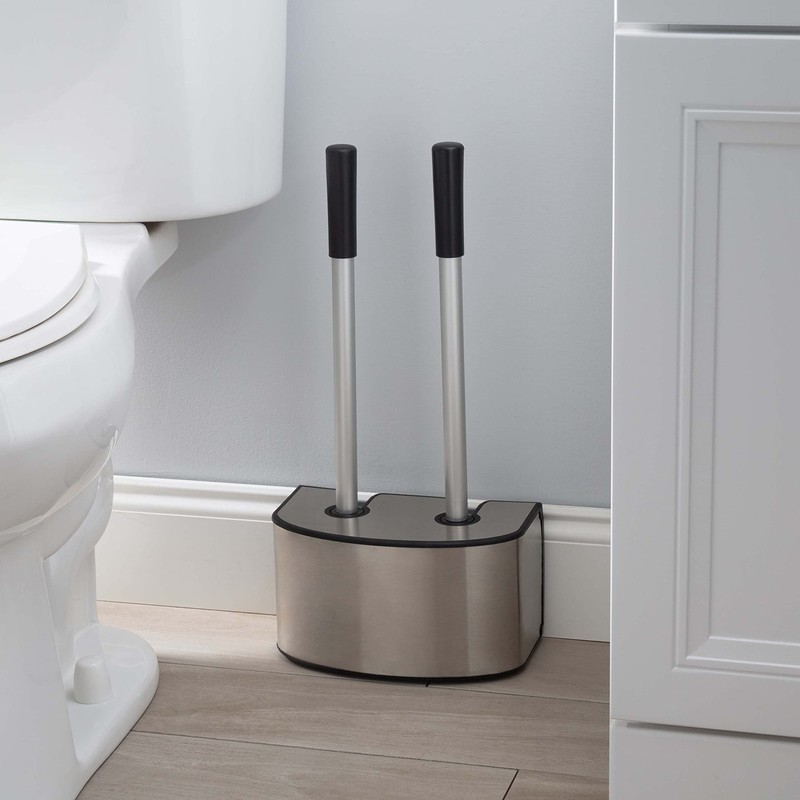 Bath Bliss 2-in-1 Toilet Brush and Plunger Set in Stainless