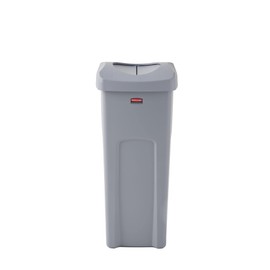 Rubbermaid Commercial Products Square Trash/Garbage Container with Untouchable Swing Top Lid, 23-Gallon, Gray, Perfect for Outdoor/Restaurant/School/Kitchen