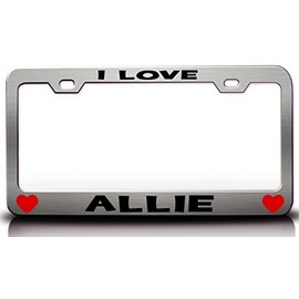 Custom Brother - I Love Allie w/Hearts Romantic Metal Car SUV Truck License Plate Frame Ch c88