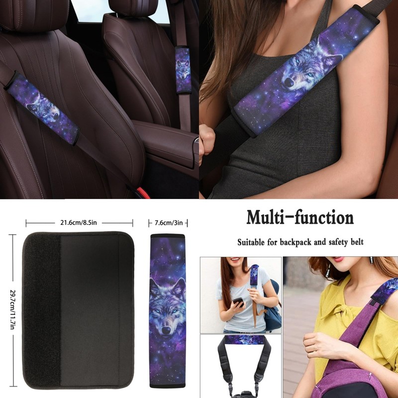Wanyint Galaxy Wolf Car Seat Covers Full Set, Front Rear