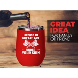 Tattoo Artist Red Wine Tumbler 12oz - Art Under Your Skin - Tattoo Gifts Tipping Skin Deep Ink Tattoo Lover Tattooing Tattooist