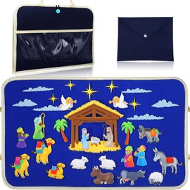 Yilloog Nativity Bible Felt Board Jesus Birth Felt Story Board Set Stories for Preschool, 32 Pcs Birth of Jesus Figures Nativity Stories Kit for Toddler Classroom Storytelling Activity(Classic Style)