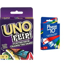 Mattel Phase Ten Juego de Cartas para Jugar con Familia y Amigos para niños de 7 años en adelante Games UNO Juegos de Mesa UNO Flip Nuevo Juego de Cartas + 7 Años