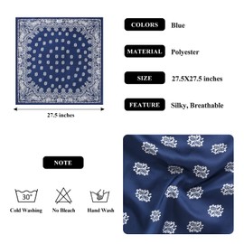 VBAEI 1 Pcs 27.5 Inches Satin Head Scarf Silk Like Stain Bandana Sleeping Hair Wrap Hair Scarf for Women(Blue)
