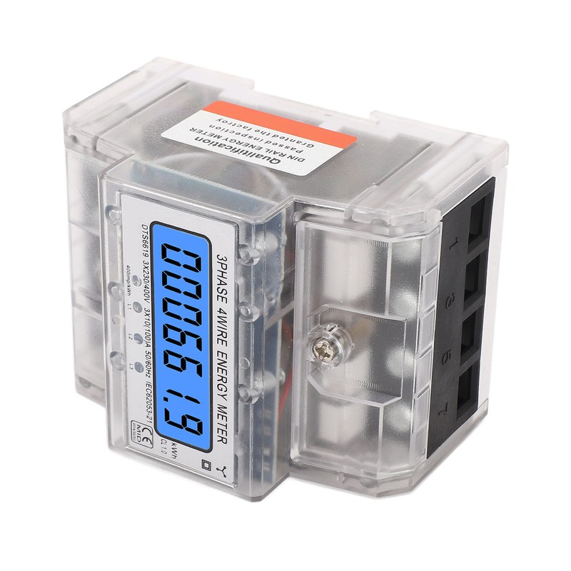 Energy Meter 3 Phase 4 Wire Backlit LCD Display DIN