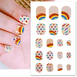 6 Sheets Kids Nail Stickers Full Nail Wraps for Girls, Cute Rainbow Unicorn Animal Designs 3D Self-Adhesive Nail Art Decals Holiday Colorful Manicure Decorations for Age 7 and Older