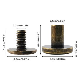 Pack of 40 Chicago Binding Screws, Book Screws Screw Rivets Chicago Book Screws Kit Nail Rivets Chicago Button, Cross Head Chicago Screws for Leather Belt DIY Book Scrapbook Bookbinding (9.5 x 8 mm)