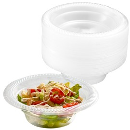PLASTICPRO 160 Pack Clear Plastic Soup Bowls 12 oz Bulk Pack Durable Disposable Plastic Bowls for Parties Events BBQ