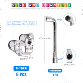 Glarks 6Pcs 17-19mm T-Bolt Hose Clamps 304 Stainless Steel Heavy Duty Ear Clamp Tube Clamp Adjustable Pipe Clamps for 0.7''-0.75'' Dia Range Hose (17-19mm)