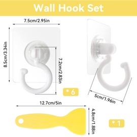 Weysoo Weysoo Haken Selbstklebend, 6 Stcke 360 Drehbar Deckenhaken, Ohne Bohren Handtuchhaken, Transparent Haken Wasserdicht Wandhaken mit Schaber fr Bad Kche Bro Schlafzimmer