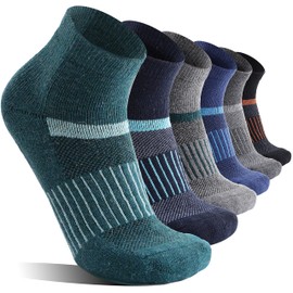 Anlisim Merino Wool Quarter Ankle Hiking Running Socks Breathable Thermal Warm Thick Cushion Socks for Women Men 6 Pairs(Color Mixed,L)
