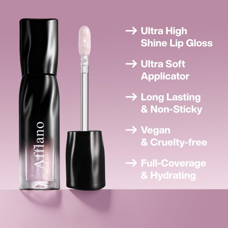 Afflano Shimmer Liquid Lipstick, Metallic Tinged Chameleon Clear Lipgloss