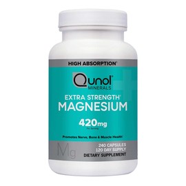 Qunol Magnesium Extra Strength 420mg, Vegetarian & Gluten Free, 240 Capsules