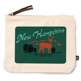 Lantern Press New Hampshire, Vintage Matchbook, Whitetail Deer, 100% Cotton Zipper Pouch, Travel Accessory, Go Bag