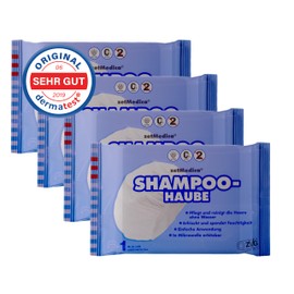 Generisch Pack of 4 Disposable Shampoo Caps, Shampoo Cap, Waterless Hair Wash, Medical Quality, Dermatest Certified and Skin-Friendly, Includes Drying Cloth