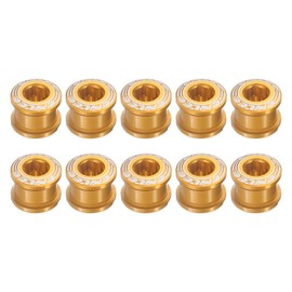 HARFINGTON 10pcs Single Chain Ring Bolts M8 Aluminum Alloy Bicycle Crankset Nut Chainwheel Screws for Road Bike Mountain Bike, Golden