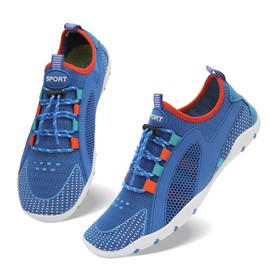 MAYZERO Zapatos de agua para hombre y mujer, zapatos de natación, surf, playa, piscina, puntera ancha, senderismo, zapatos de agua para invierno, Azul, 14.5 Women/13.5 Men