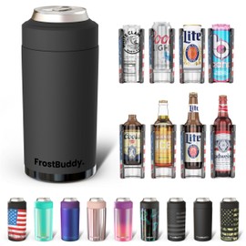 Frost Buddy Universal Buddy Can Cooler - Fits All - For Regular 12 & 16 oz or Slim-Size Bottles - Insulated Double-Walled Stainless Steel (Dark Night)
