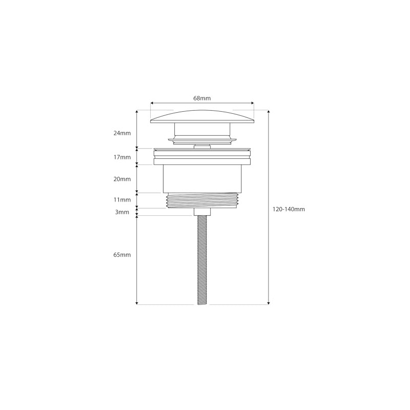 Universal Click Clack Basin Waste, Fits Sinks with or Without