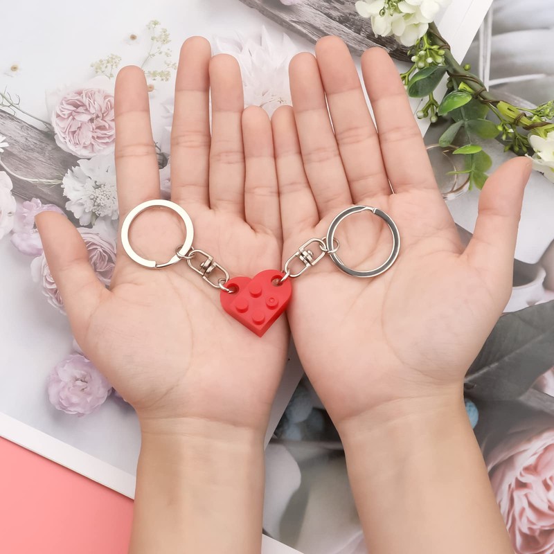 AIEX Heart Keychain Set, 2pcs Matching Heart Decorations Red Heart