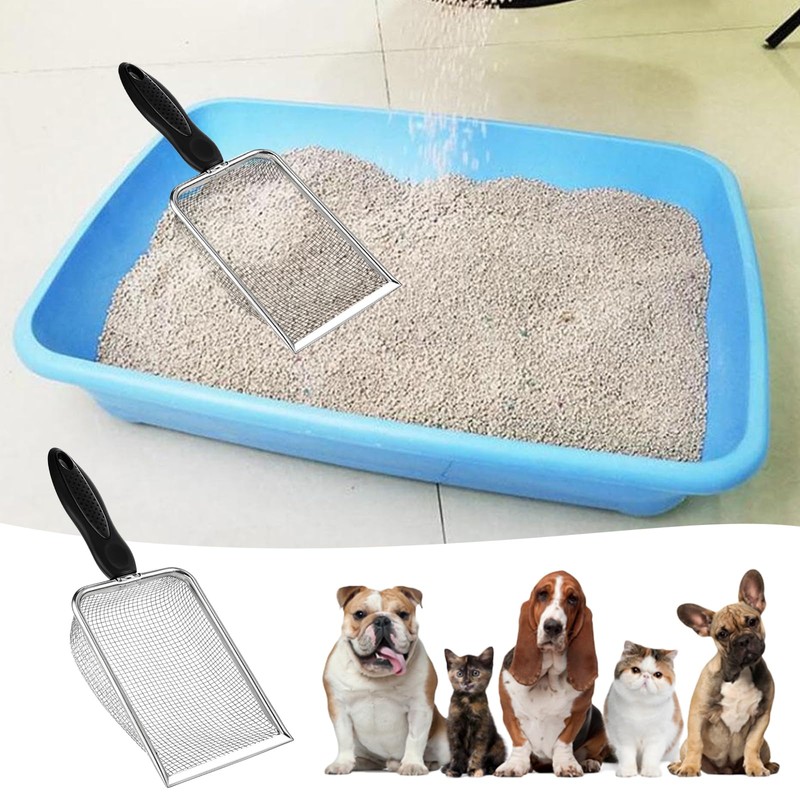 Qulkws Stainless Steel Mesh Litter Shovel, Fine Mesh Metal Reptile