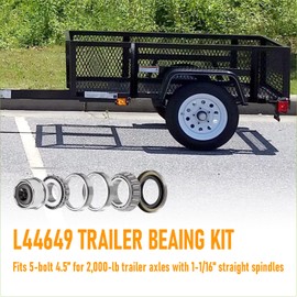 2 Sets Trailer Hub Wheel Axles Bearing Kits, L44649 L44610 Bearings Races 12192TB Seals 1.98" Dust Covers, Fits 5-Bolt 4.5” Idler hubs and 2,000-lb axles with 1-1/16" Straight Spindle