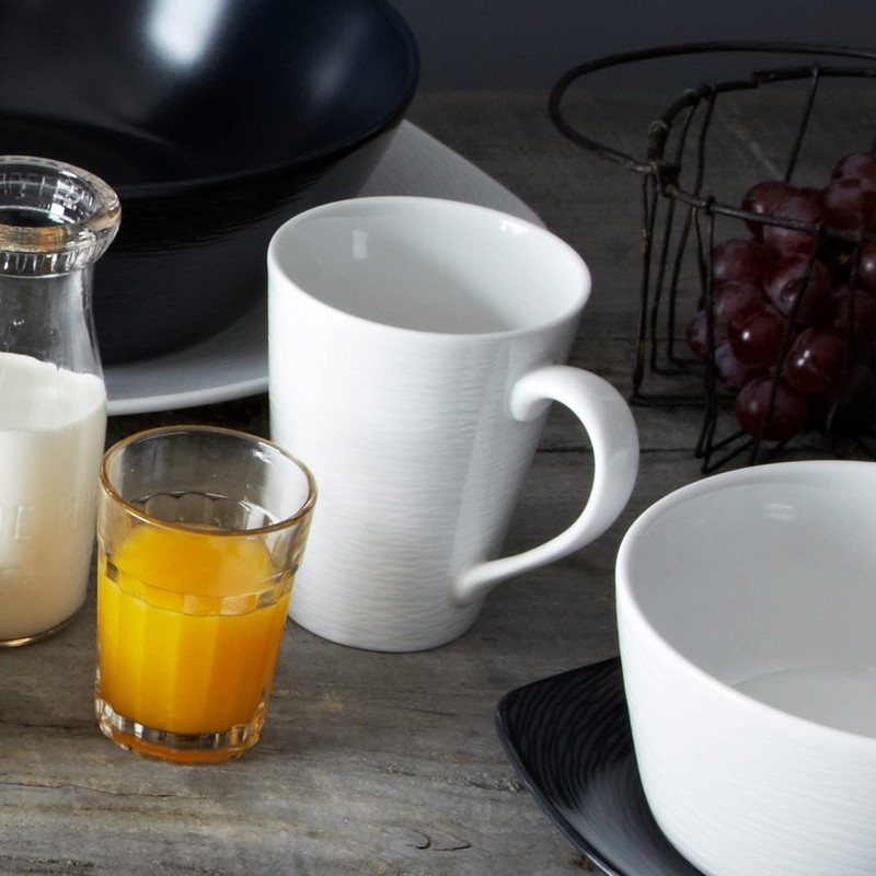 Noritake Colorscapes White-on-White Swirl 16-Piece Coupe Dinnerware Set, Service for