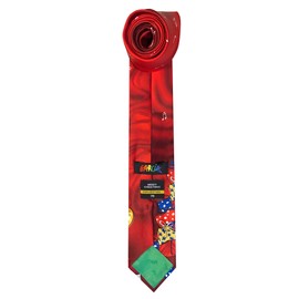 Jerry Garcia Men's Merry Christmas Collection Santa on Guitar Reindeers Band Gifts Artwork Red Extra Long Neck Tie, Extra Long - 63 inch