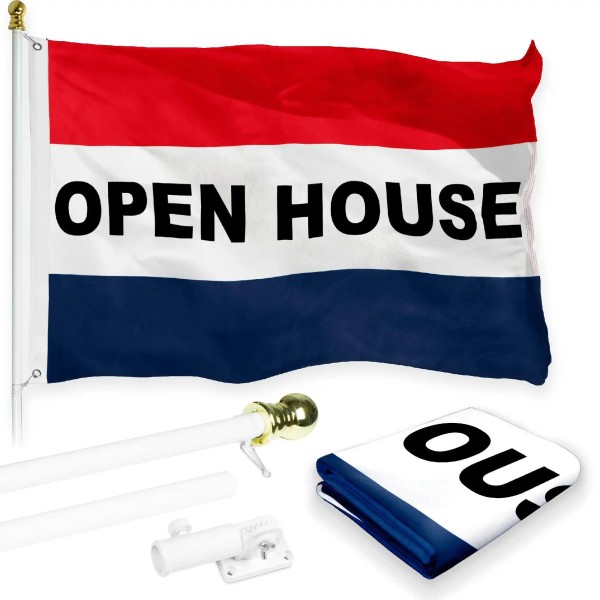 UD_G128 Combo Pack: 6 Feet Tangle Free Spinning Flagpole (White)