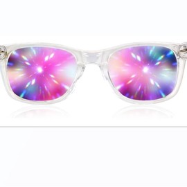 Ultimate Diffraction Glasses - Black - 3D Prism Effect EDM Rainbow,Black, - Color: Clear