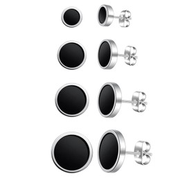 INFINIONLY Men's Boy's Stainless Steel Earrings Novelty Earrings Studs for Women Simple Round Earrings Multi Size Combination Earring Jackets Creative Stainless Steel Jewellery, Silver