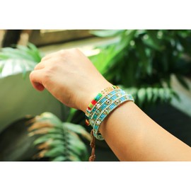 KELITCH Women's Charm Stretch Bracelets Colourful Friendship Bracelets Candy Miyuki TILA Beads Strand Bracelets, Glass