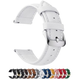 Fullmosa Axus 12 Colours Watch Strap, Leather Replacement Watch Strap for Women, 20 mm, White