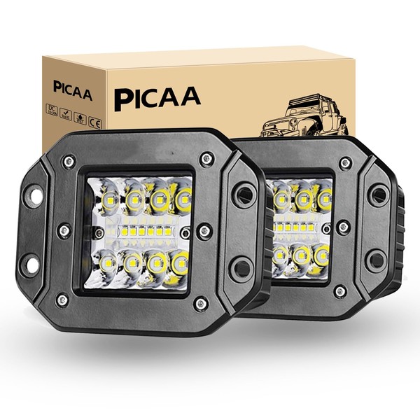 PICAA 2PCS 42W Flush Mount LED Light Pods Upgraded Spot