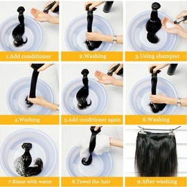 Beavorty 3pcs Black Human Hair Extensions Double-sided Tape Natural Straight Easy to Apply for Daily Use and Events Adds and Volume Reusable and