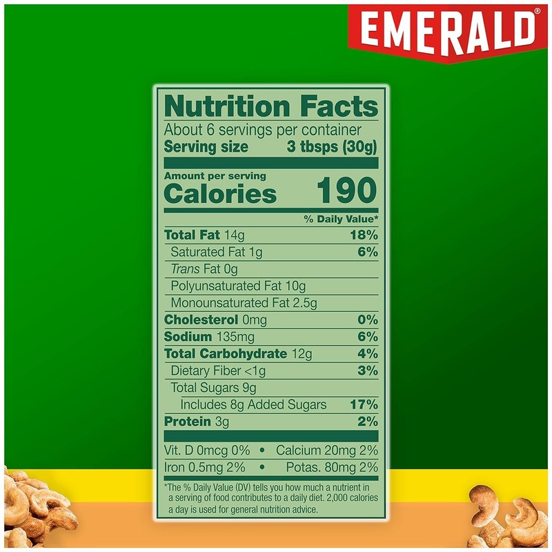 Emerald Nuts, Honey Glazed Cashews, 5 Oz, Resealable Bag (Pack