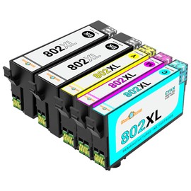 Houseoftoners Remanufactured for Epson 802XL Ink Cartridge High Yield Replacement for Epson 802XL Workforce Pro WF-4730 WF-4734 WF-4740 WF-4720 EC-4020 EC-4030 EC-4040 Printer Ink (2B 1CMY, 5PK)