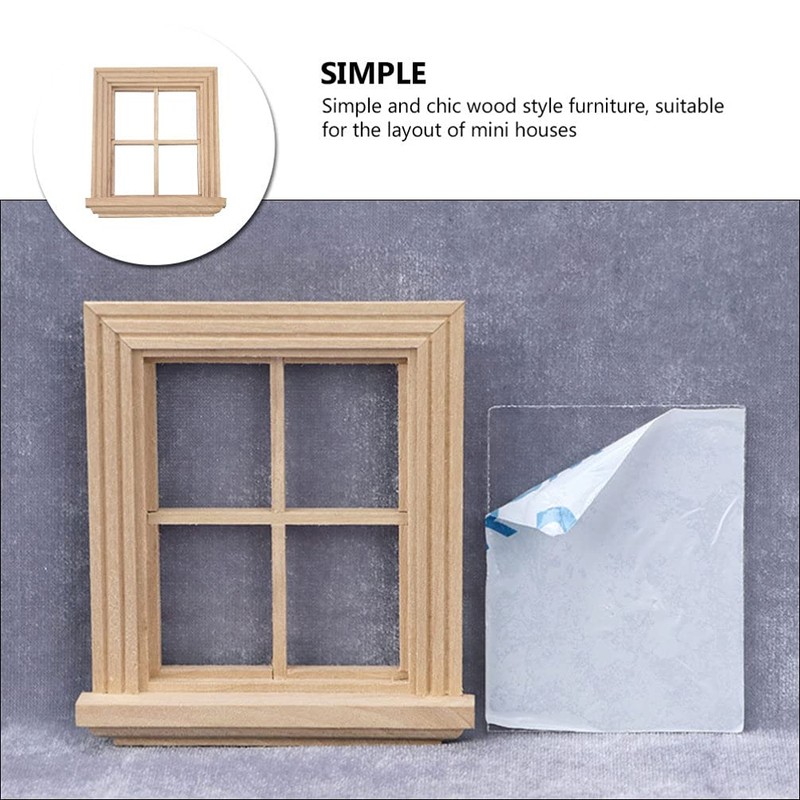 Miniature House Dollhouse Window Wooden Traditional Side Window Unpainted Mini