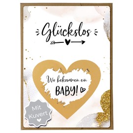 Joli Coon Scratch Card "Wir bekommen ein Baby" with Envelope, Announcement, Scratch Cards