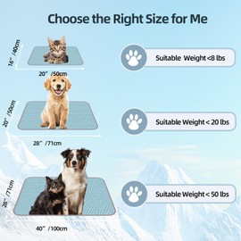 Pet Cooling Mat for Dogs & Cats, Ice Silk Self Cool Sleeping Pad for Indoor & Outdoor,Machine Washable Pad for Bed,Car Seats,Travel Use(Blue, 28x20in)