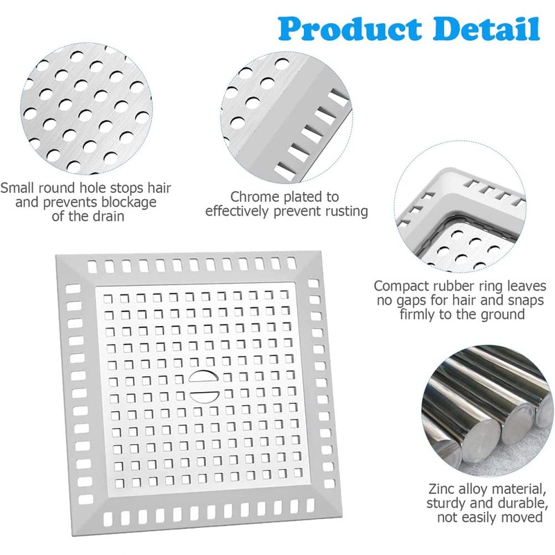Pack of 2 Square Drain Protectors, Stainless Steel Drain Grid,