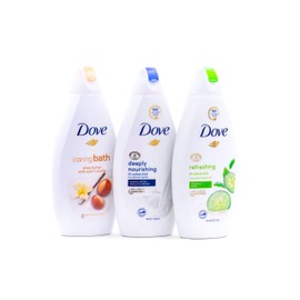 Dove Body Wash Variety Pack- Shea Butter with Warm Vanilla, Deeply Nourishing and Cucumber & Green Tea - 16.9 Ounce / 500 Ml (Pack of 3) International Version