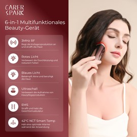 CARER SPARK Face Massager Against Wrinkles 3MHz Radio Frequency Device Face with Ultrasonic EMS Phototherapy for Anti-Ageing Wrinkle Reduction Fine Line Reduction Electric Face Massager