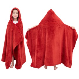 Hiturbo Kids Hooded Bath Towel: Premium Ultra Soft Beach Swimming Towels for Boys Girls Red