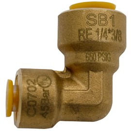 Supplying Demand SB1 3/8 x 1/4 Inch Reducer 90 Degree Elbow Quick Connect HVAC Brass Coupler Fitting