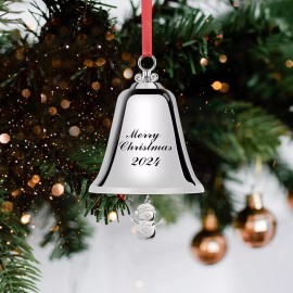 BellaDonna Christmas Silver Bell Ornaments Snowman Xmas Tree Large Gift Box Holiday New